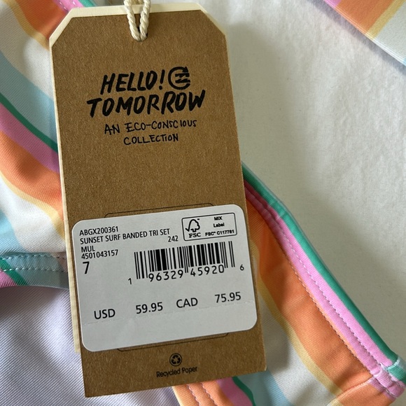 Billabong 7 Girls Bikini Sunset Surf Banded Triangle Two-Piece Swimsuit NWT - Picture 12 of 12